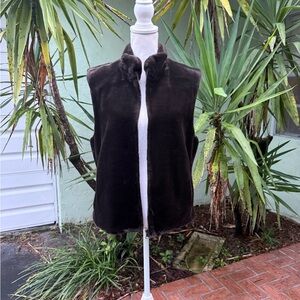 Dark Brown Faux Fur Reversible Vest